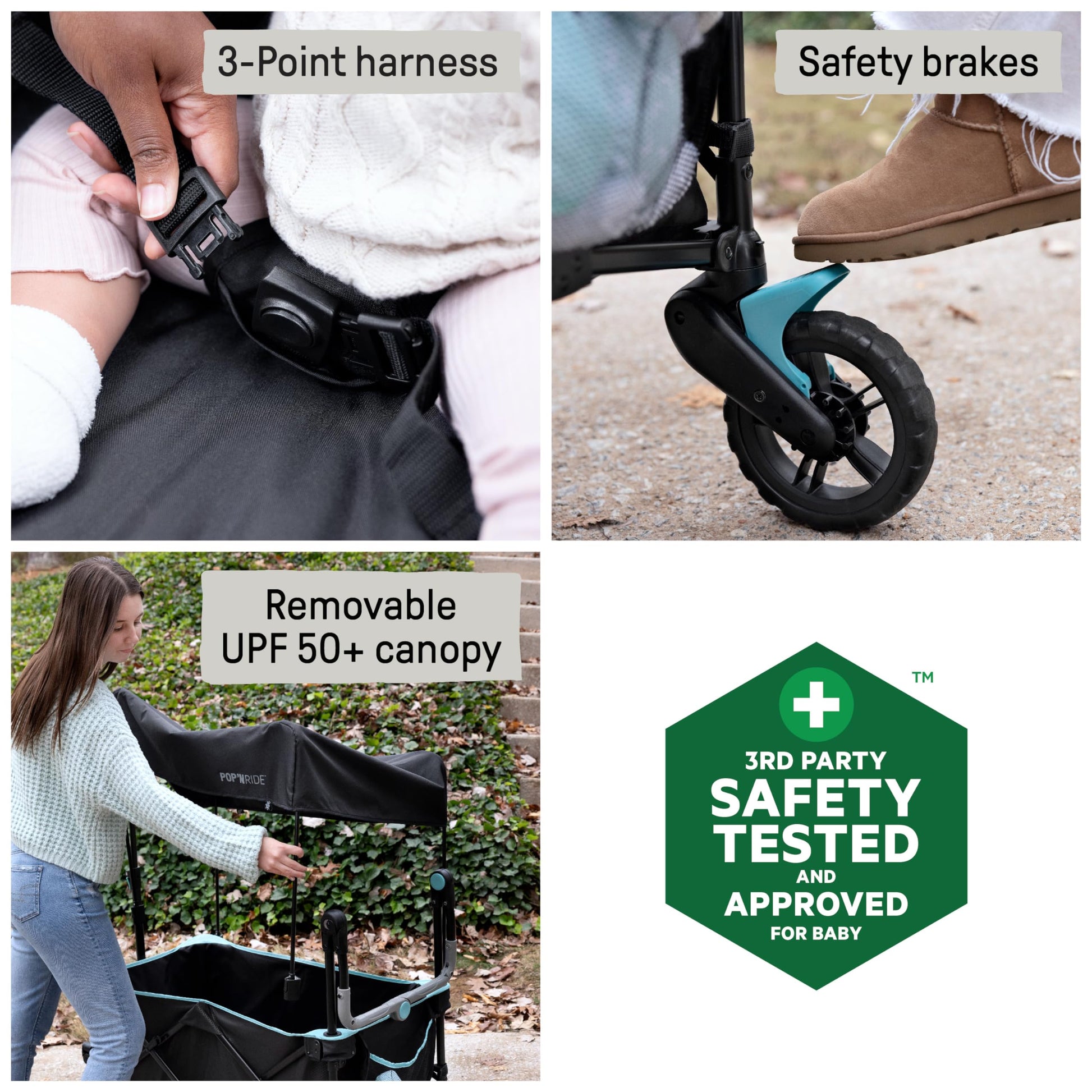 Cochecito Transportador Summer by Ingenuity Negro Verde Azulado con Techo para Bebés