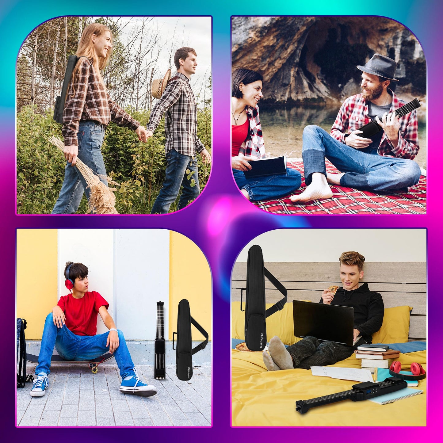 PEFEEL - Cuello de guitarra portátil para principiantes AI LCD (negro)