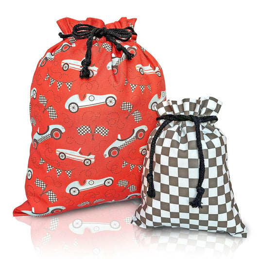 Gather & Knot - Bolsas de regalo con cordón | 20 pulgadas grandes de 12 pulgadas | Lona premium | Envoltura de tela reutilizable para cumpleaños de niño, baby shower | Decoración temática de fiesta de