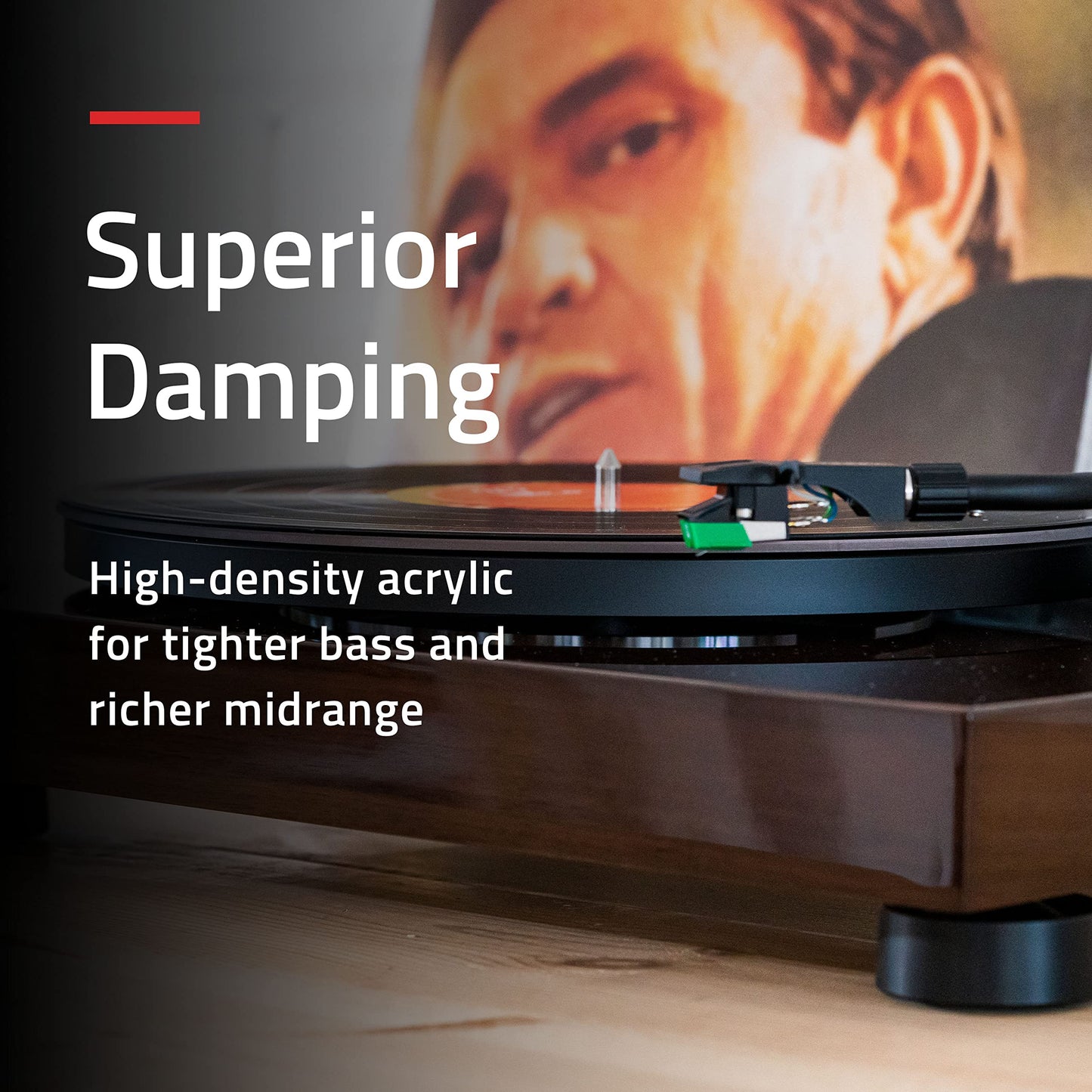 Fluance - Alfombrilla acrílica para platos giratorios, reduce las vibraciones para mejorar la claridad del sonido para reproducción de discos de vinilo, antiestático, mecanizado de precisión, compatible con reproductores de discos de 12 pulgadas (PM50)