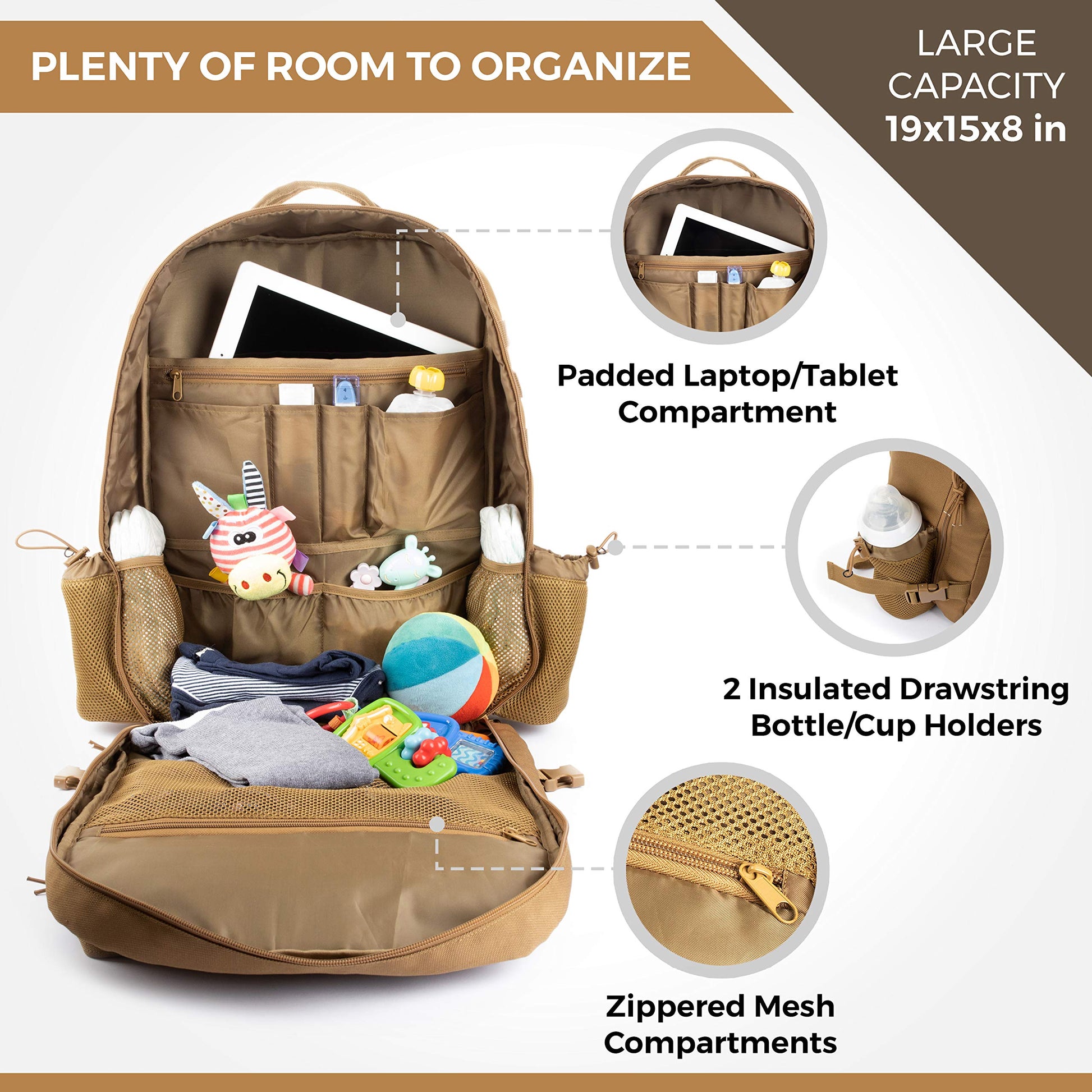 Bolsa de pañales para papá; sistema de cambio de pañales con una sola mano. Cambiador impermeable, bolsas aisladas para botellas. Mochila para pañales para hombre, nueva para otoño de 2020