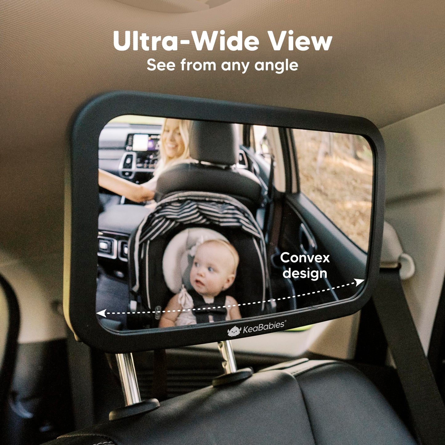 Espejo de seguridad para asiento de coche de bebé, amplio espejo de coche inastillable para asiento trasero del bebé, vista cristalina, accesorios de viaje, fácil de instalar y ajustable para