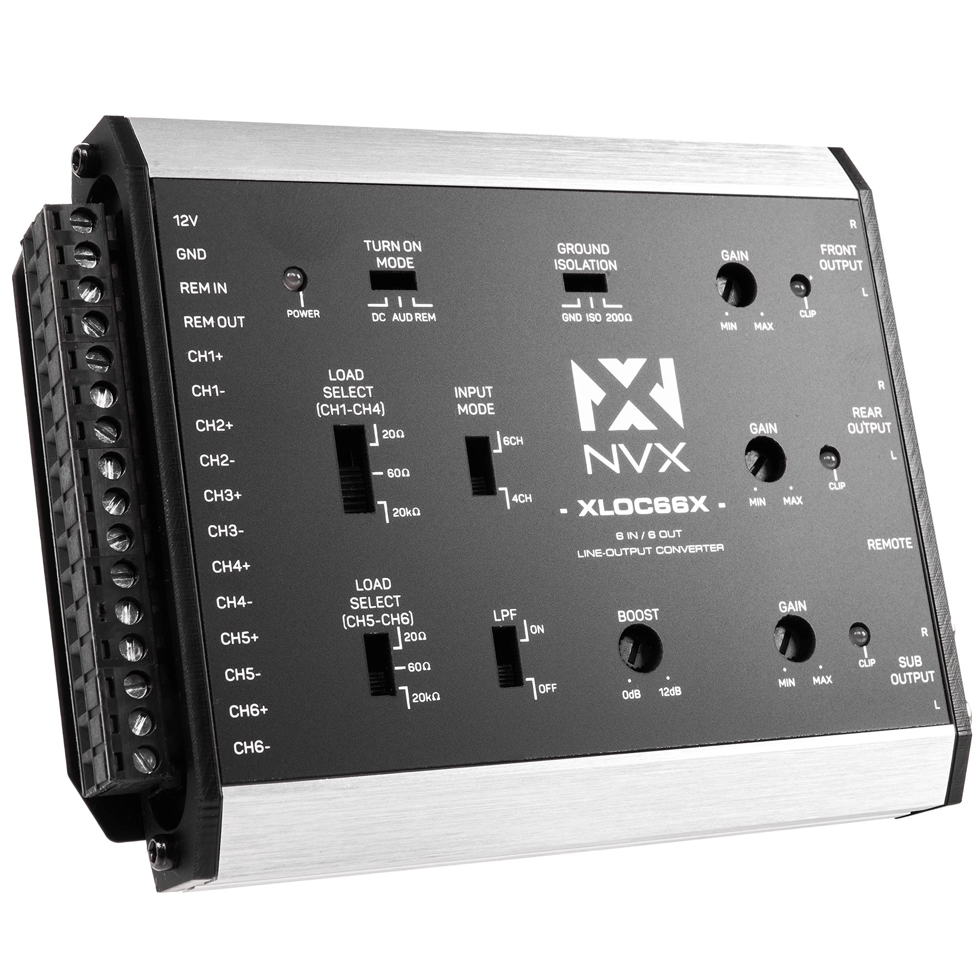 Convertidor de Salida de Línea Activa NVX XLOC66X Alto Voltaje con Impedancia y Control Remoto