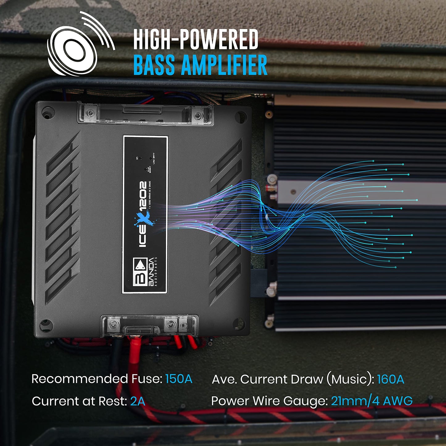 Banda Ice X 3001-1 Canal 3000 W RMS 1 Ohm Amplificador de Coche
