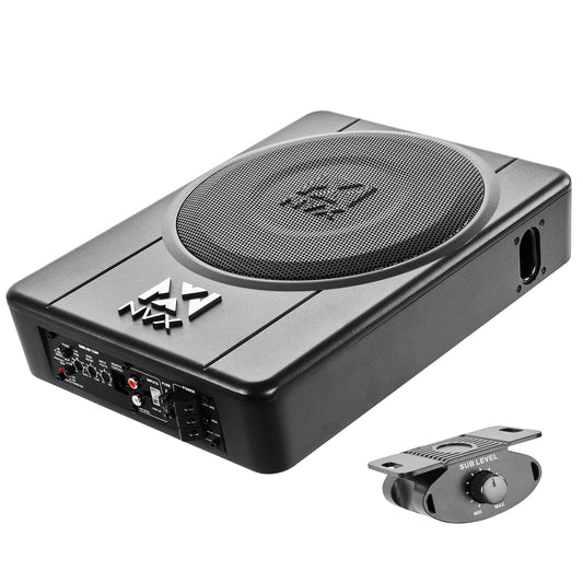 Sistema de Subwoofer NVX Universal Negro Amplificado de 10 Pulgadas con Puerto Bajo Asiento