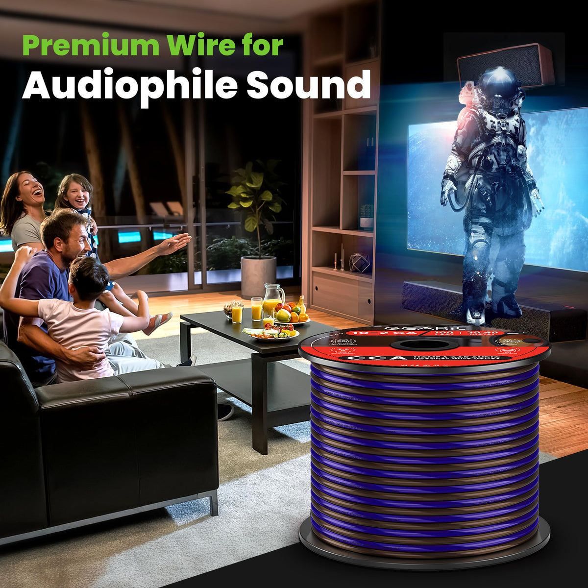 Cable de Altavoz GEARit 100 Pies Calibre 16 con Marcadores de Polaridad para Audio en Coche y Cine en Casa