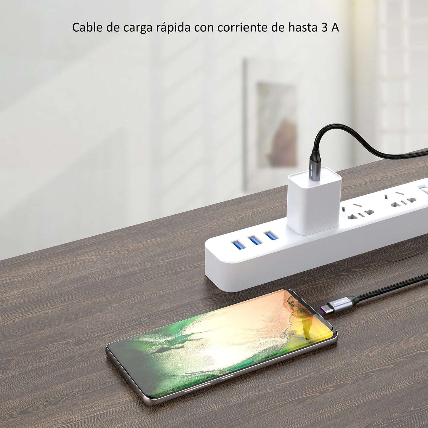 Cable USB C a C ANDAPA Blanco 60W PD Carga rápida 1M Compatible con iPhone 15 Macbook Pro/Air iPad Pro/Air Google Pixel 6/5 Microsoft Lumia