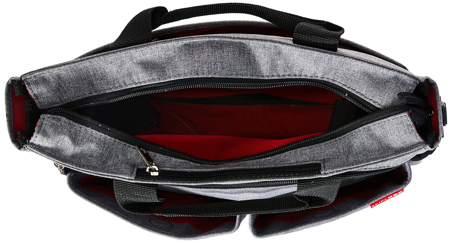Skip Hop Messenger Diaper Bag With Matching Changing Pad, Duo Signature, Heather Grey