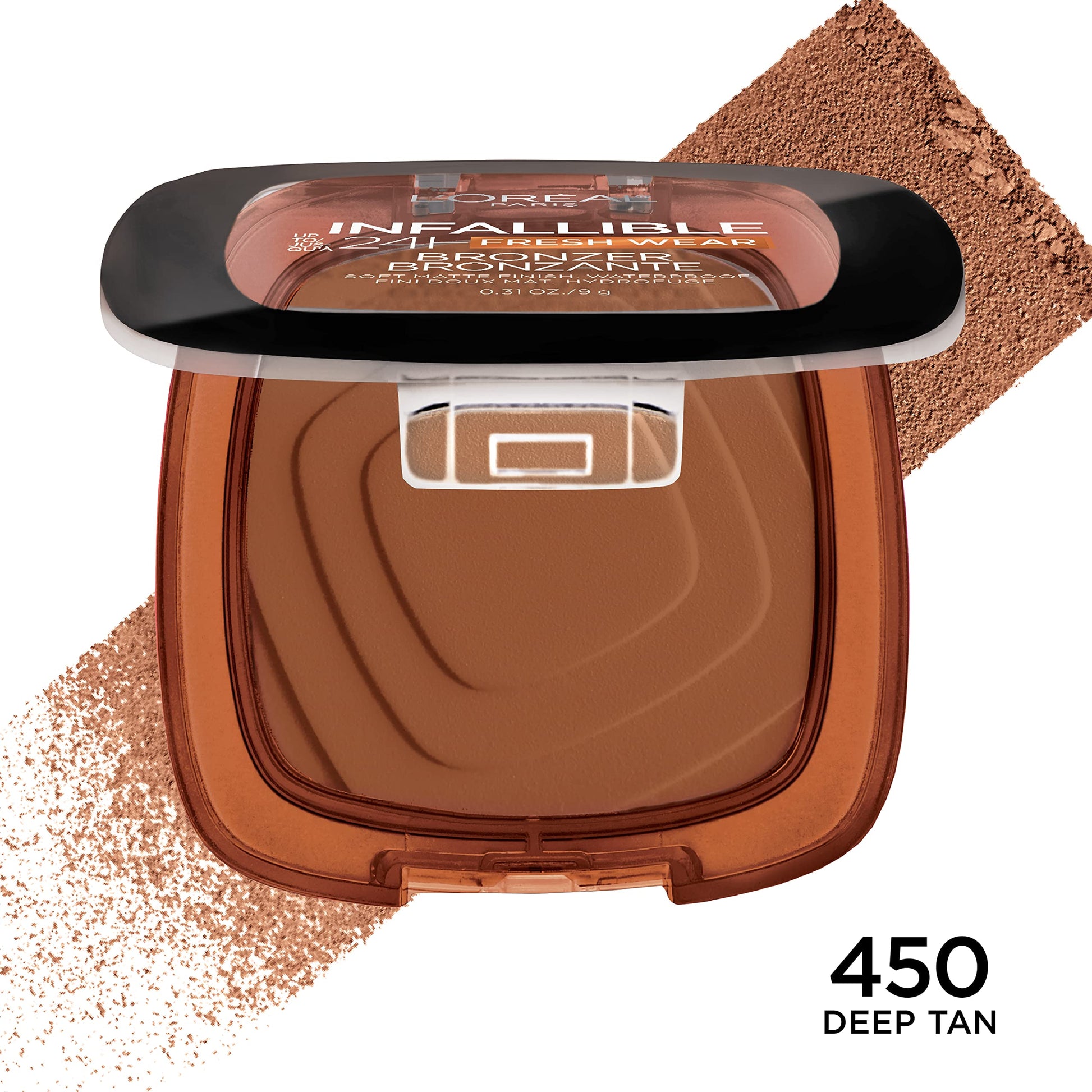 L'Oréal Paris, Infallible 32h Freshwear Soft Matte Bronzer, Tono 450 deep tan, 9g