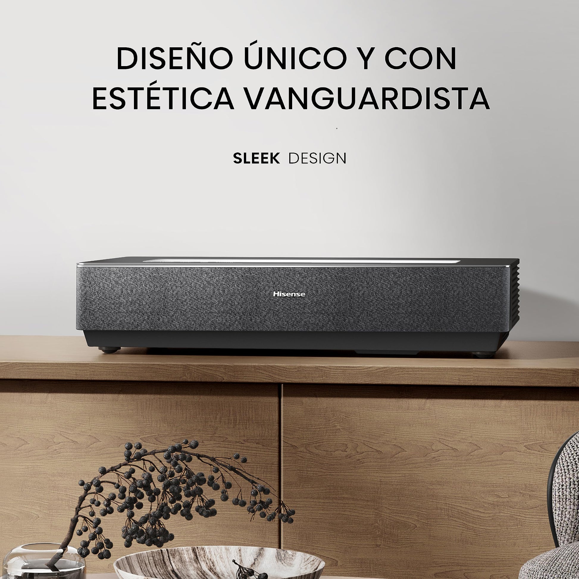 Hisense Laser 4K 100L5H Google TV. Proyector Smart de Tiro ultracorto + Pantalla de 100'' con tecnología ALR
