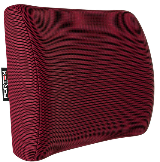 FORTEM Cojín Lumbar de Silla de Oficina, Almohada de Apoyo Lumbar, Cojín Lumbar para Silla de Escritorio, Almohada Viscoelástica para la Espalda, Funda Lavable (Rojo)