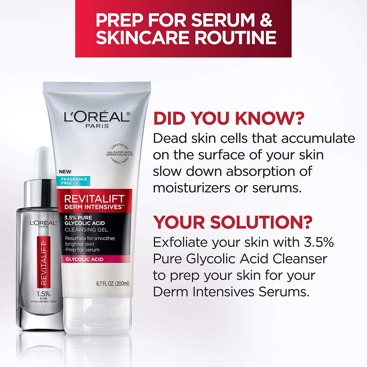 L'Oréal Paris L'Oreal Paris Revitalift 3.5% Gel limpiador de ácido glicólico puro con ácido salicílico, resurgimiento para una piel más suave y brillante, 6.7 fl oz