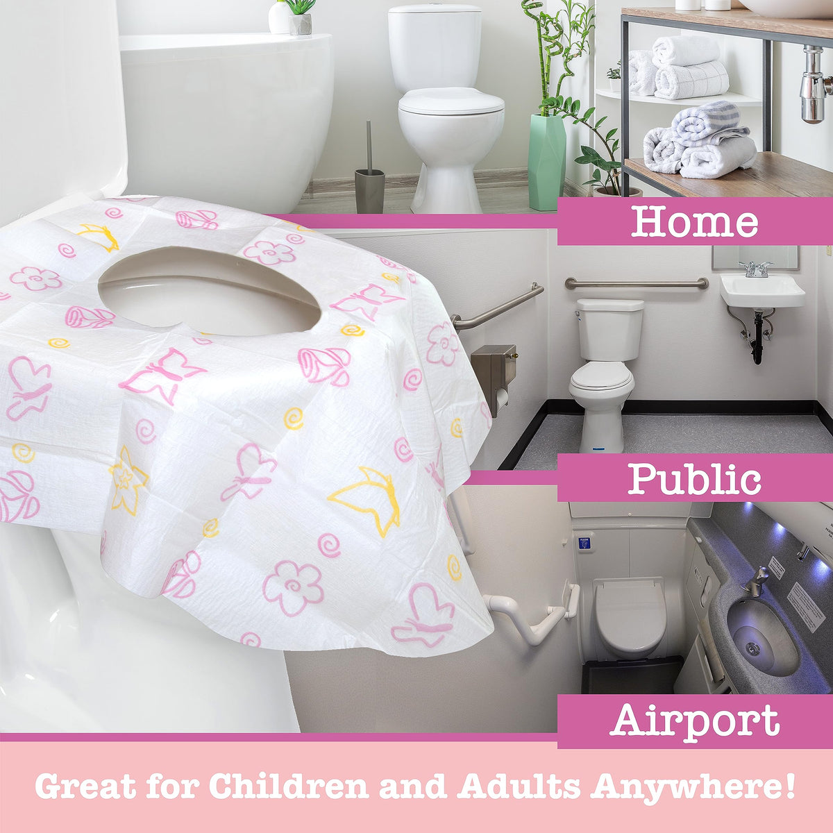Toilet Seat Covers- Disposable Xl Potty Seat Covers By Potty Shields - Individually Wrapped Floral 20