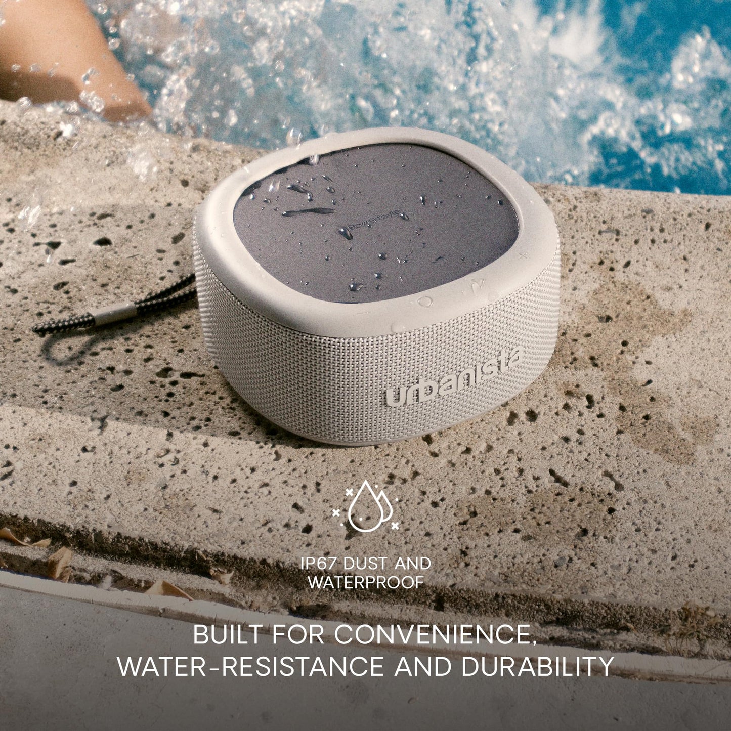 Urbanista Malibu - Altavoz Bluetooth Solar Pequeño, altavoz portátil inalámbrico de 20 W, tiempo de reproducción infinito, altavoz impermeable IP67 para exteriores, viajes, altavoces de doble