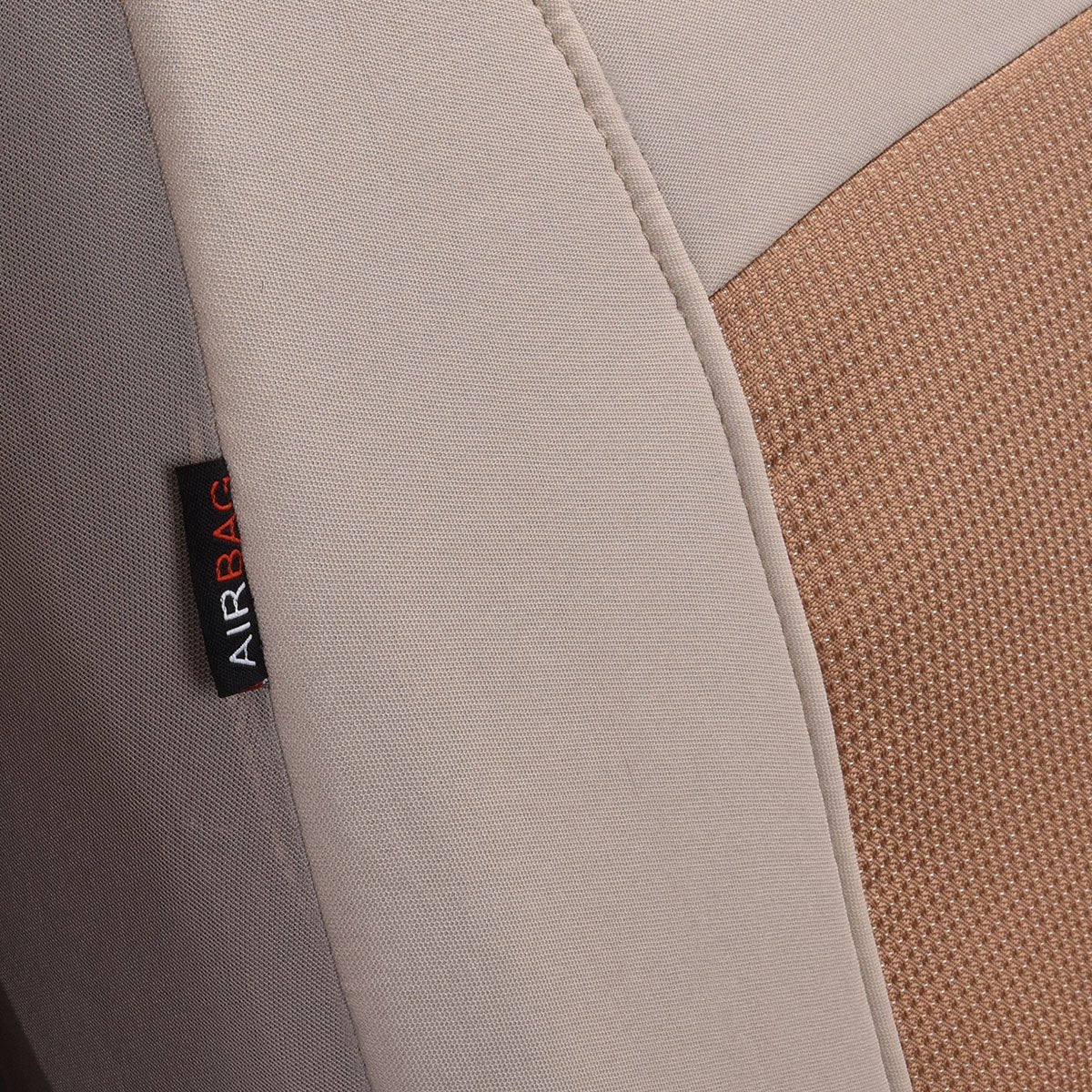 Flying Banner Car Seat Covers Full Set Universal fit Most Car,Truck,SUV and Van Comfortable Airbag Compatible Jacquard & Polyester (Beige Beige, Full Set - Low Back)