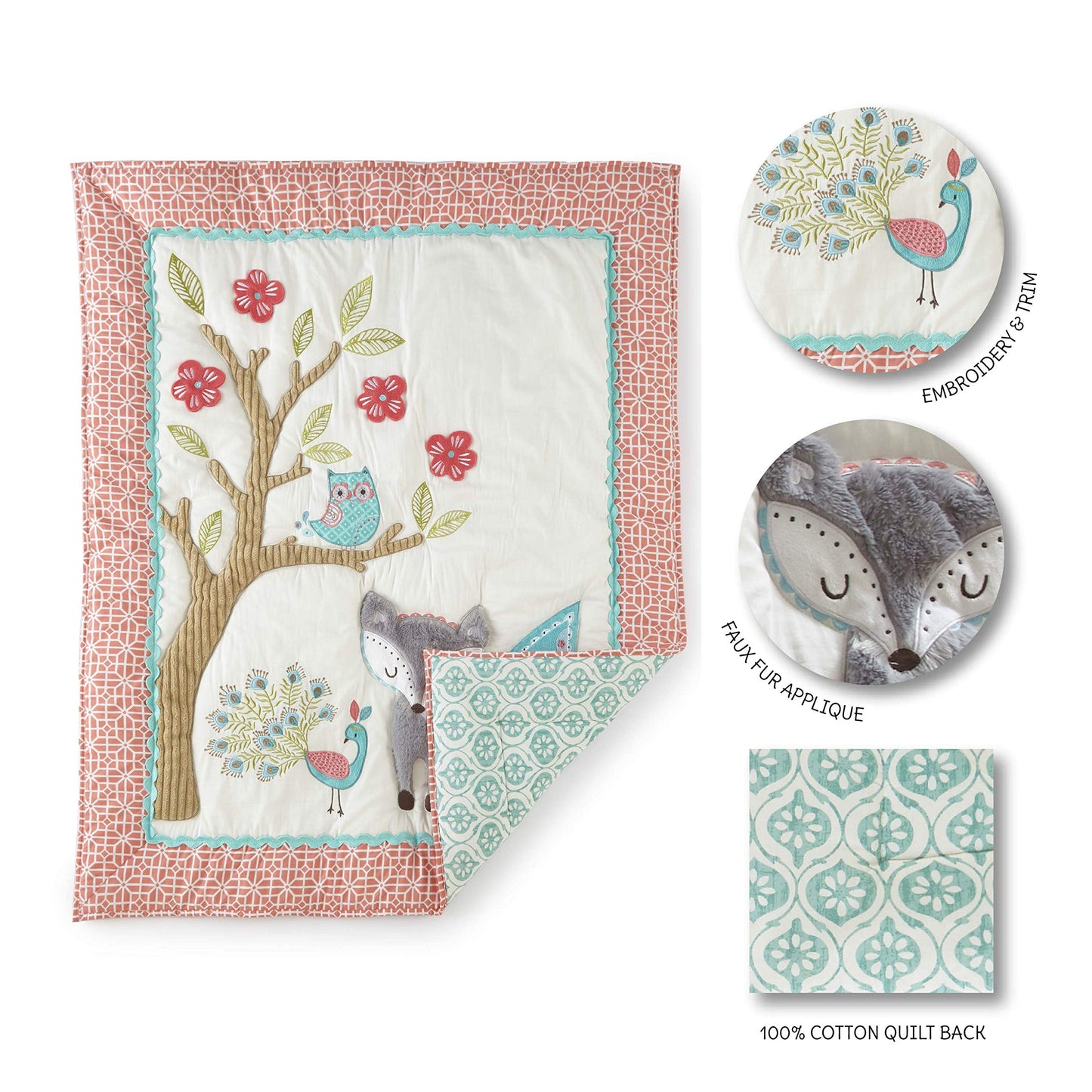 Levtex Baby Fiona - Juego de ropa de cama (5 piezas), Coral, Crib Bedding Set