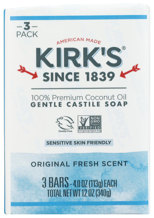 Kirk's Natural Castile Soap Original - 4 oz Each, 3 ct