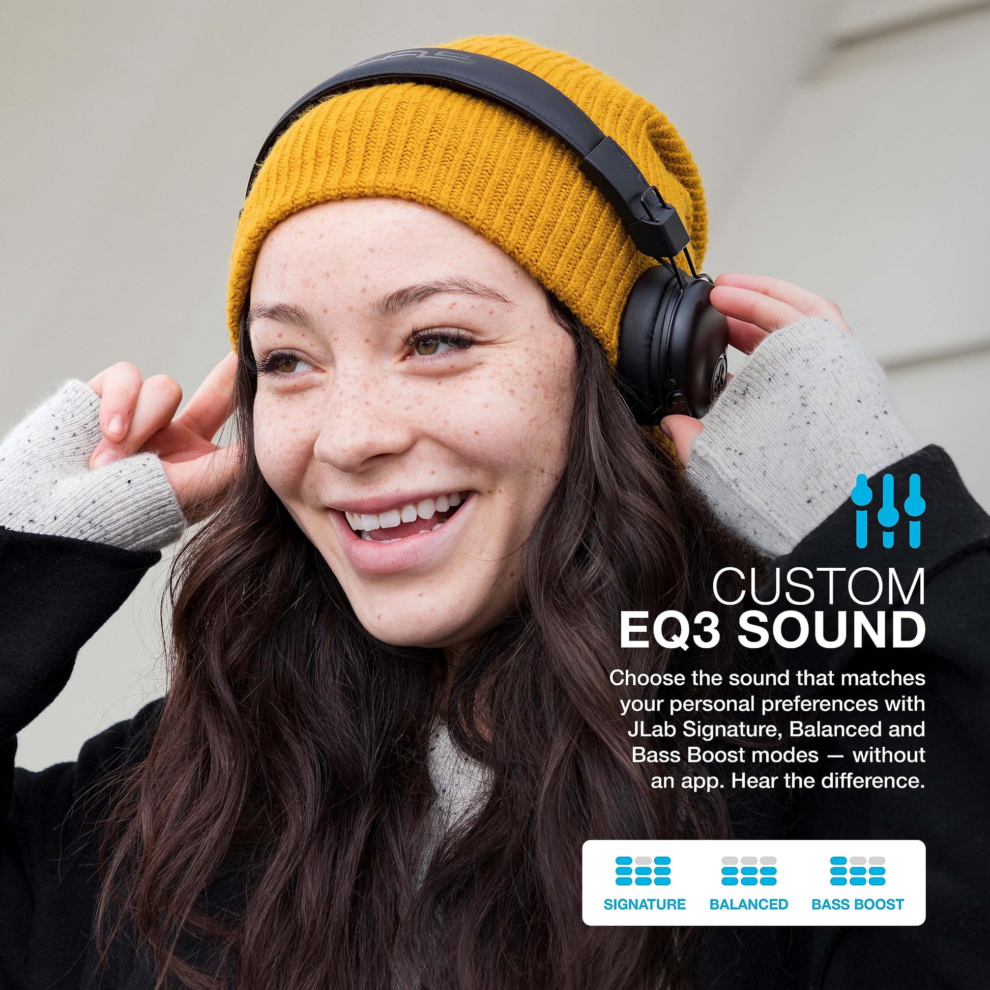 JLab Studio Auriculares Inalámbricos, Más de 30 Horas de Reproducción Bluetooth 5, Sonido EQ3, Cojines de Espuma de Nube y Cuero Sintético Ultra Afelpado, Controles de Pista y Volumen, Negros