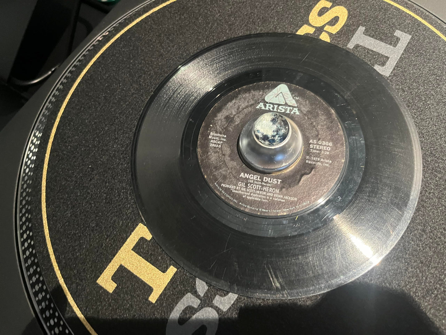 Adaptador de registro de 45 RPM con forma de luna especial de aluminio de 7 pulgadas (plata)..
