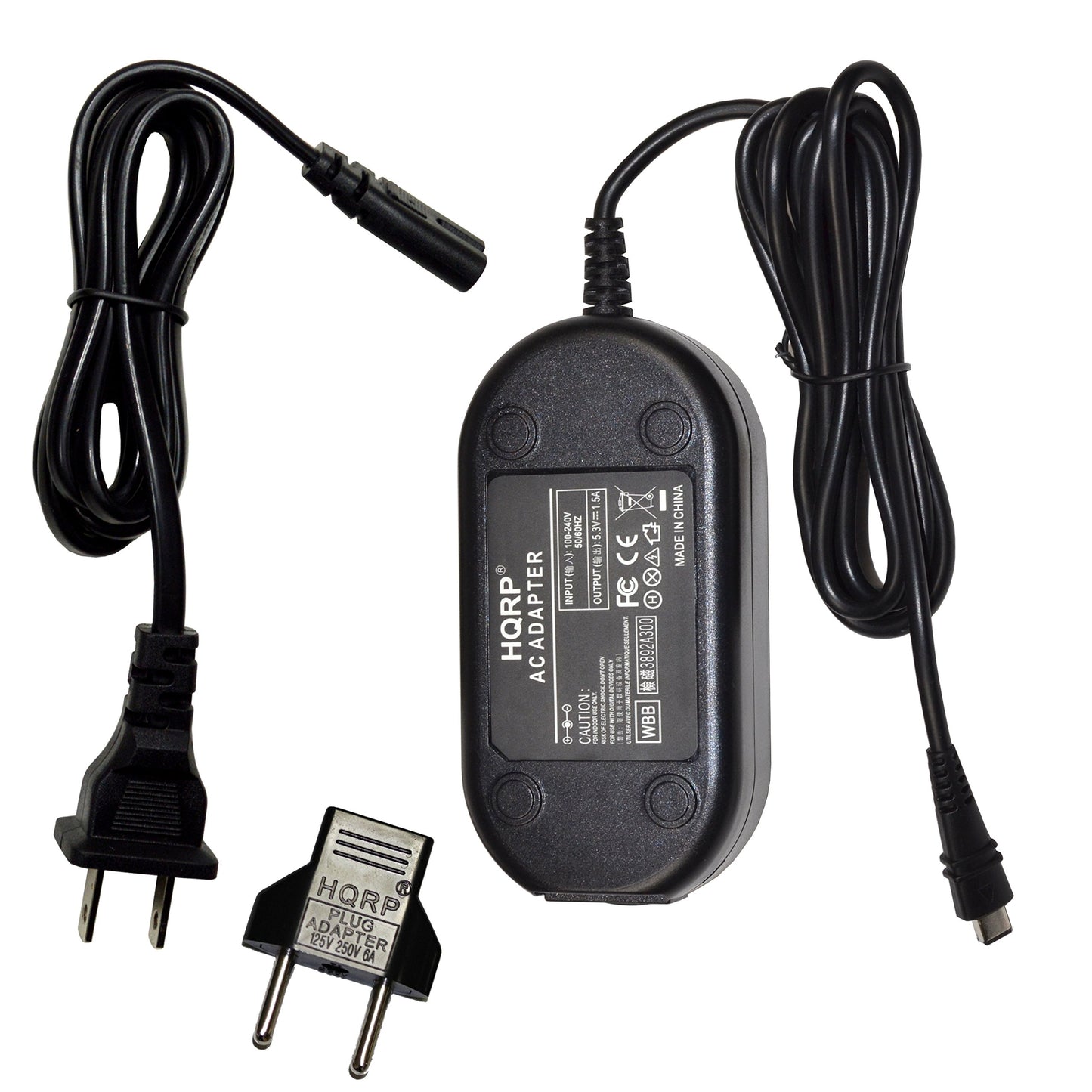 HQRP Adaptador de CA compatible con Canon VIXIA HF-R800, R82, R80 Camcorder + Adaptador de enchufe Euro