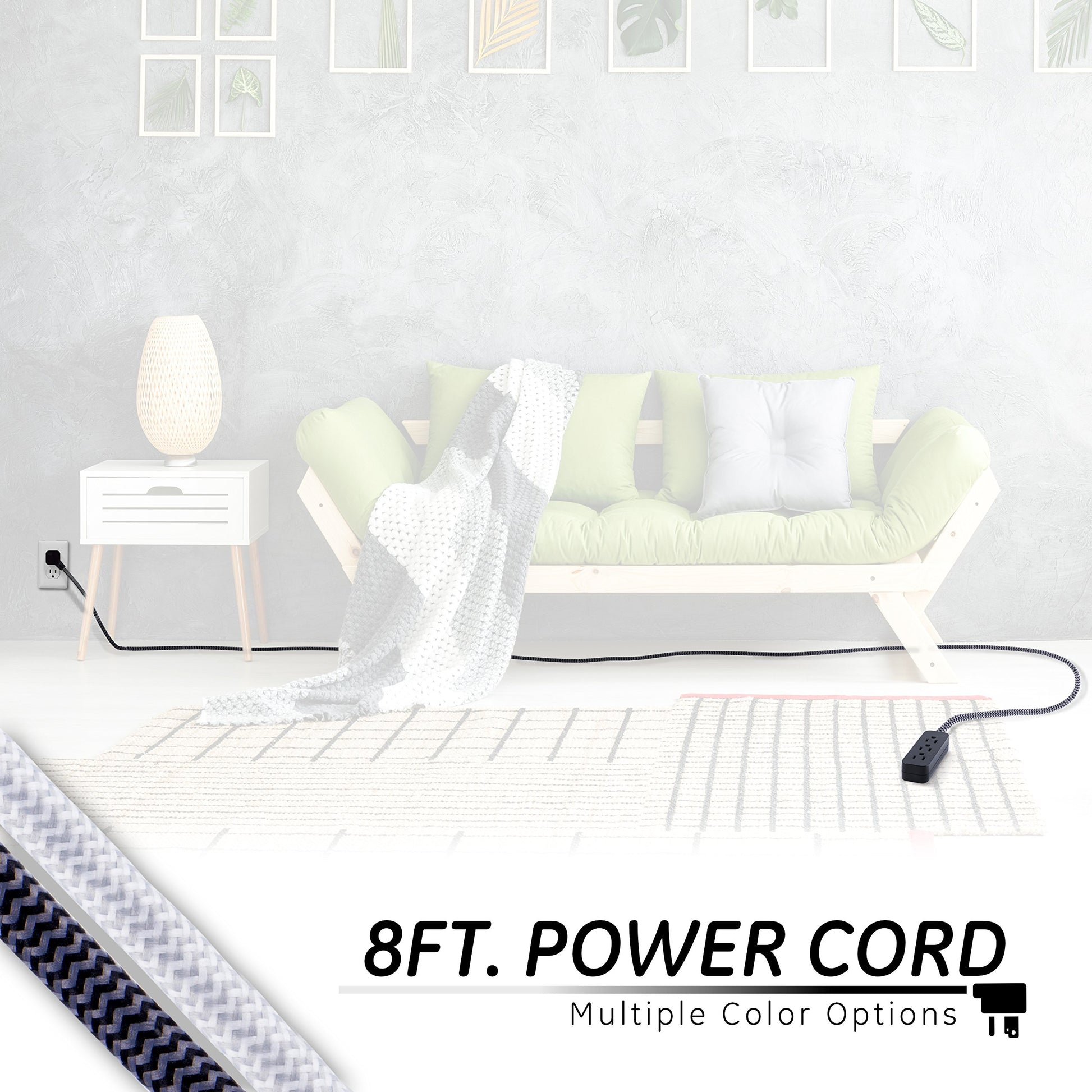 GE Pro Tira Multicontactos De 3 Salidas con Supresor de Picos, Enchufe Plano, Cable De Extensión Trenzado De 2.4 m (8 Pies) 250 Julios, Conectado a Tierra Certificacion UL Negro/Gris 2 Unidades, 53249