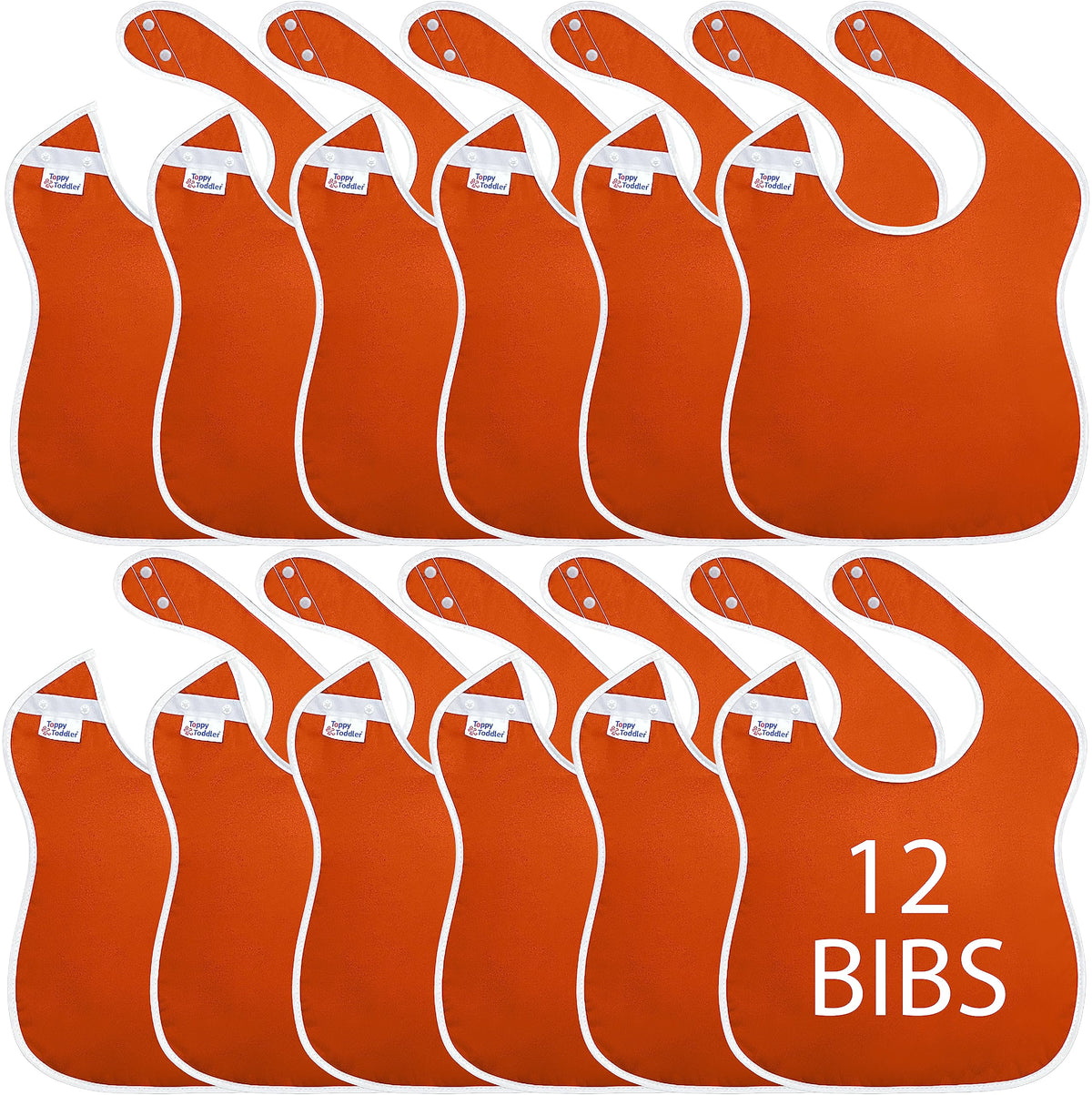 Toppy - 4 baberos grandes impermeables de color gris pizarrón para bebés de 1 a 4 años - Baberos de tela ligera, suave y duradera con botones a presión para niñas y niños, apto para secadora y fácil