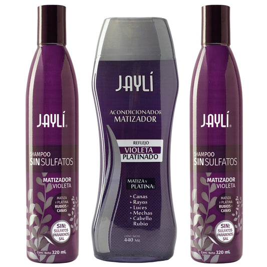 Shampoo y Acondicionador Matizador Violeta Sin Sal y Sulfatos (3 Pack)