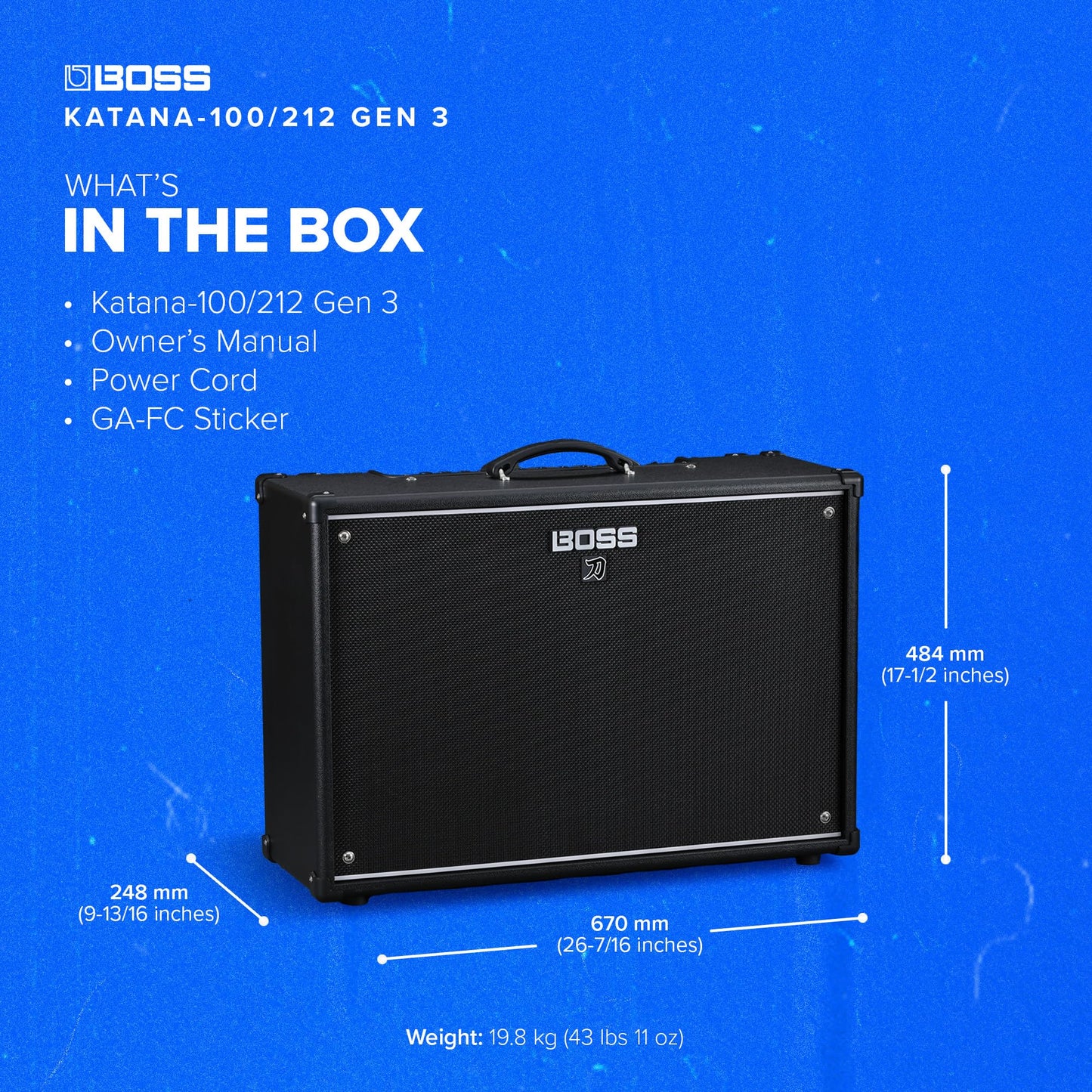 BOSS Katana-100/212 Gen 3 Amplificador de Guitarra | Potente Amplificador Combinado de 100 vatios | Dos Altavoces Personalizados de 12 Pulgadas | Sonidos lógicos de Tubo evolucionados | Caracteres de
