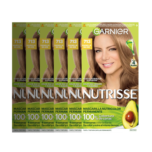 Garnier Nutrisse 6 Pack Tinte Tono 713 Vainilla Silvia