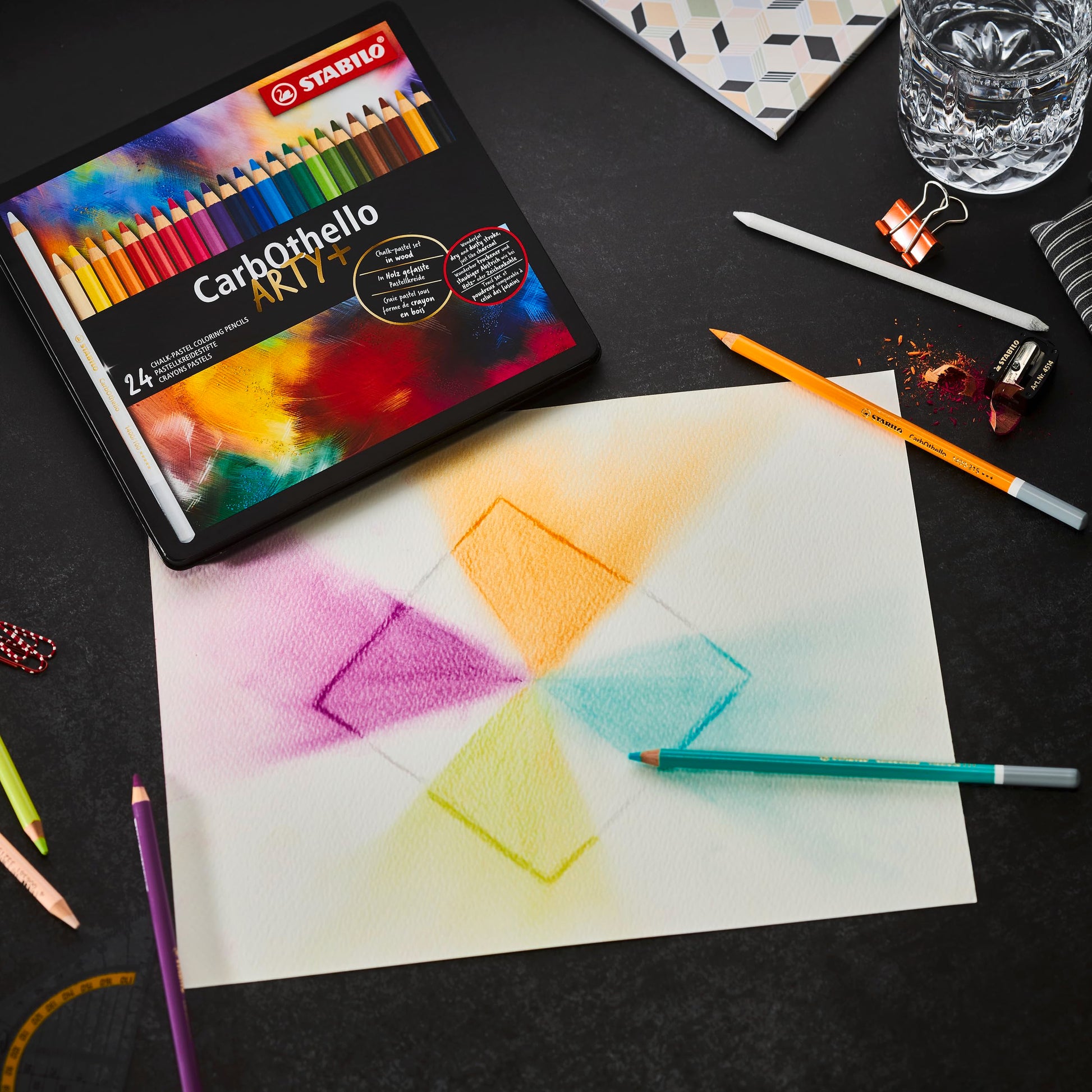 Lápiz Pastel STABILO ARTY+ Multicolor Estuche Metálico Set de 24 Piezas