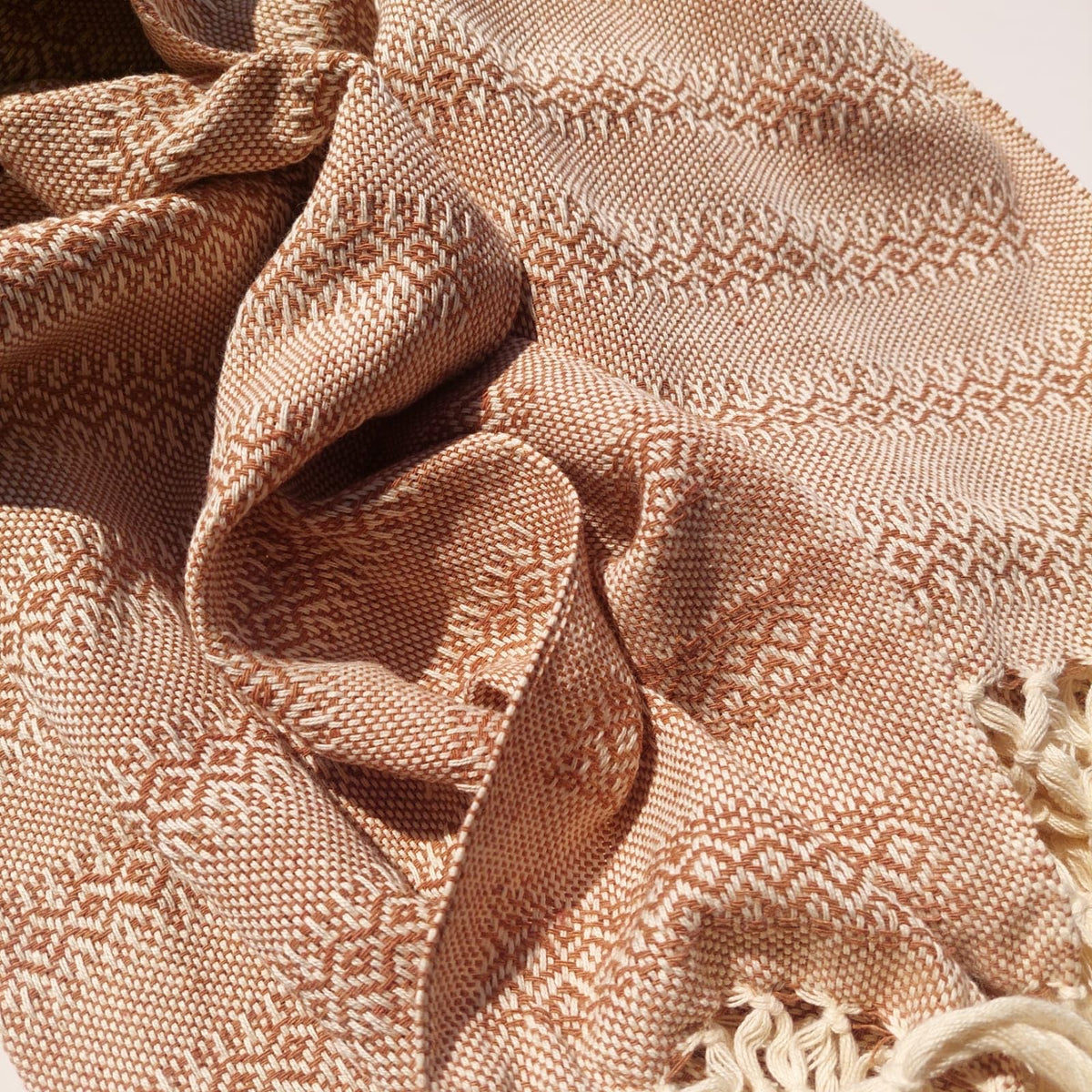 Rebozo Artesanal Mexicano 100% Algodón, Fular 3 m x 65 cm, Caramelo