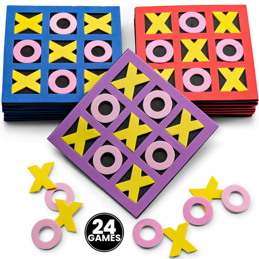 Juego de Mesa Tic Tac Toe Espuma 5x5 Pulgadas para Niños 24 Piezas
