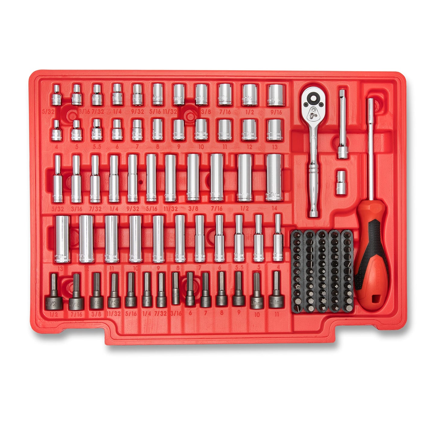 Crescent - Juego de herramientas manuales de 229 piezas de 1/4", 3/8" y 1/2" con caja de almacenamiento de 3 cajones - CTK229C