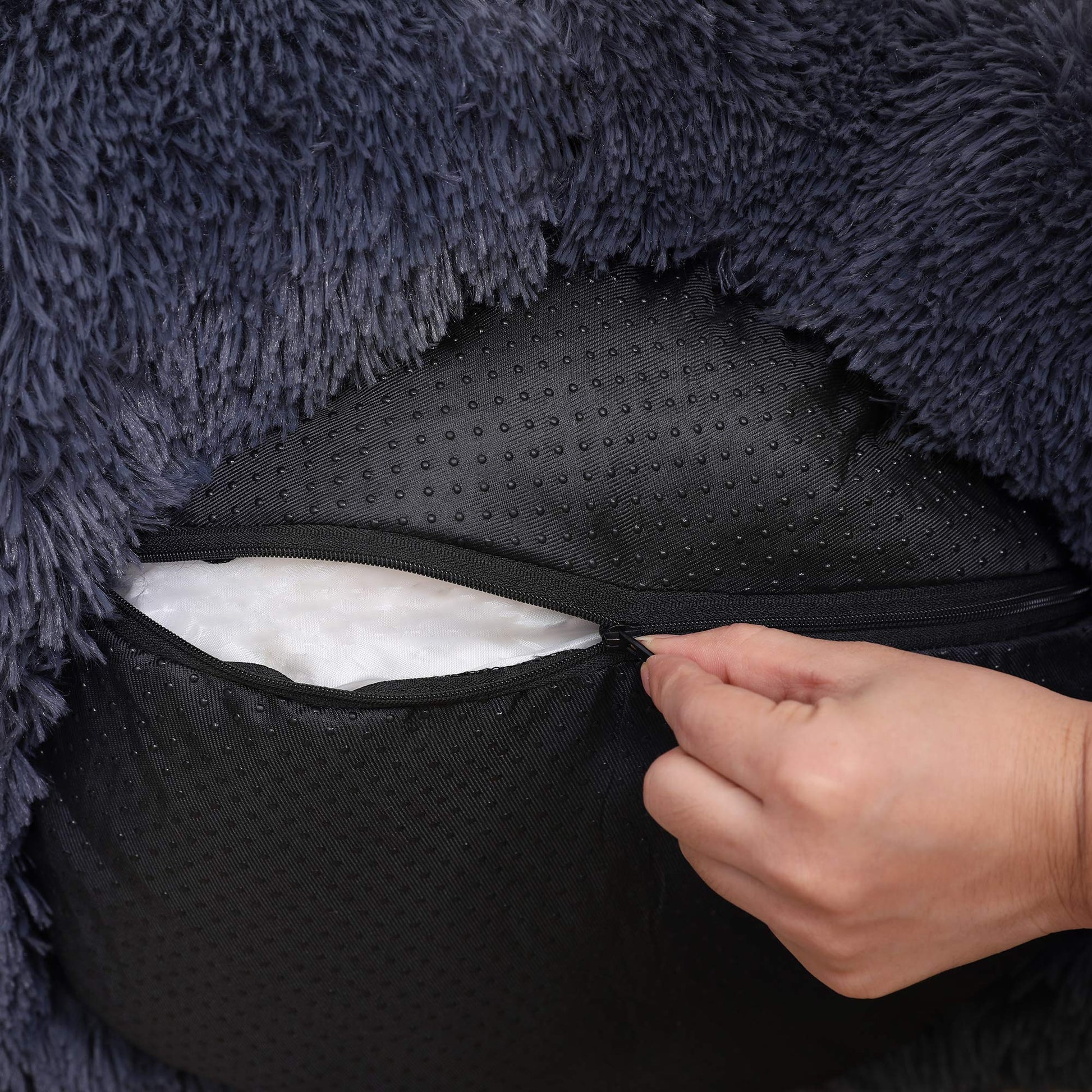 Feandrea Cama de Perros, Cama para Mascotas, Diámetro de 50 cm, Cojín Central Extraíble y Lavable, Alfombra de Felpa, Gris Oscuro MPGW037G02