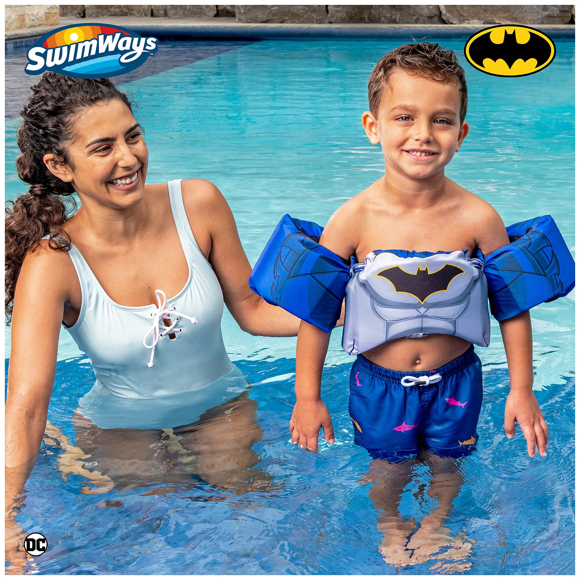 Chaleco Salvavidas SwimWays DC Batman Aprobado por la Guardia Costera para Niños