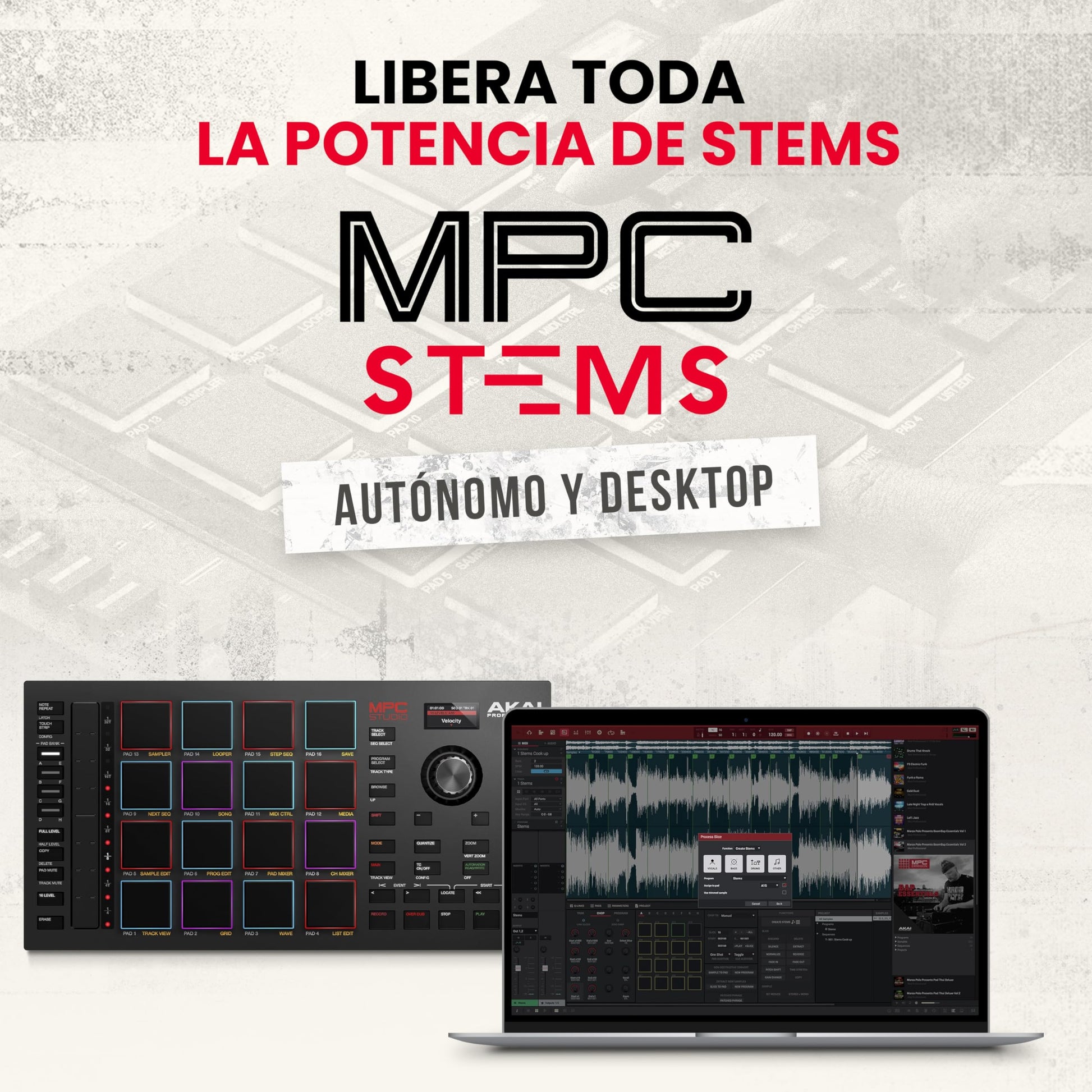 AKAI Professional MPC Studio – Controlador MIDI Beat Maker con 16 pads RGB sensibles a la velocidad, software MPC, banda táctil asignable y pantalla