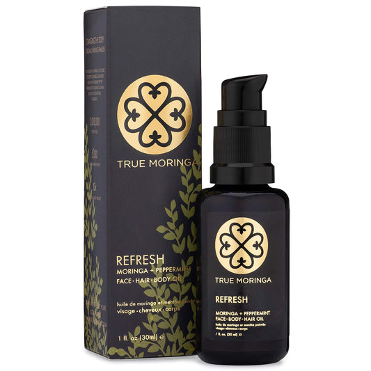 True Moringa Oil - 100% Pure Cold-Pressed Moringa Oil For Face Body & Hair (30ml) - Refresh, Peppermint