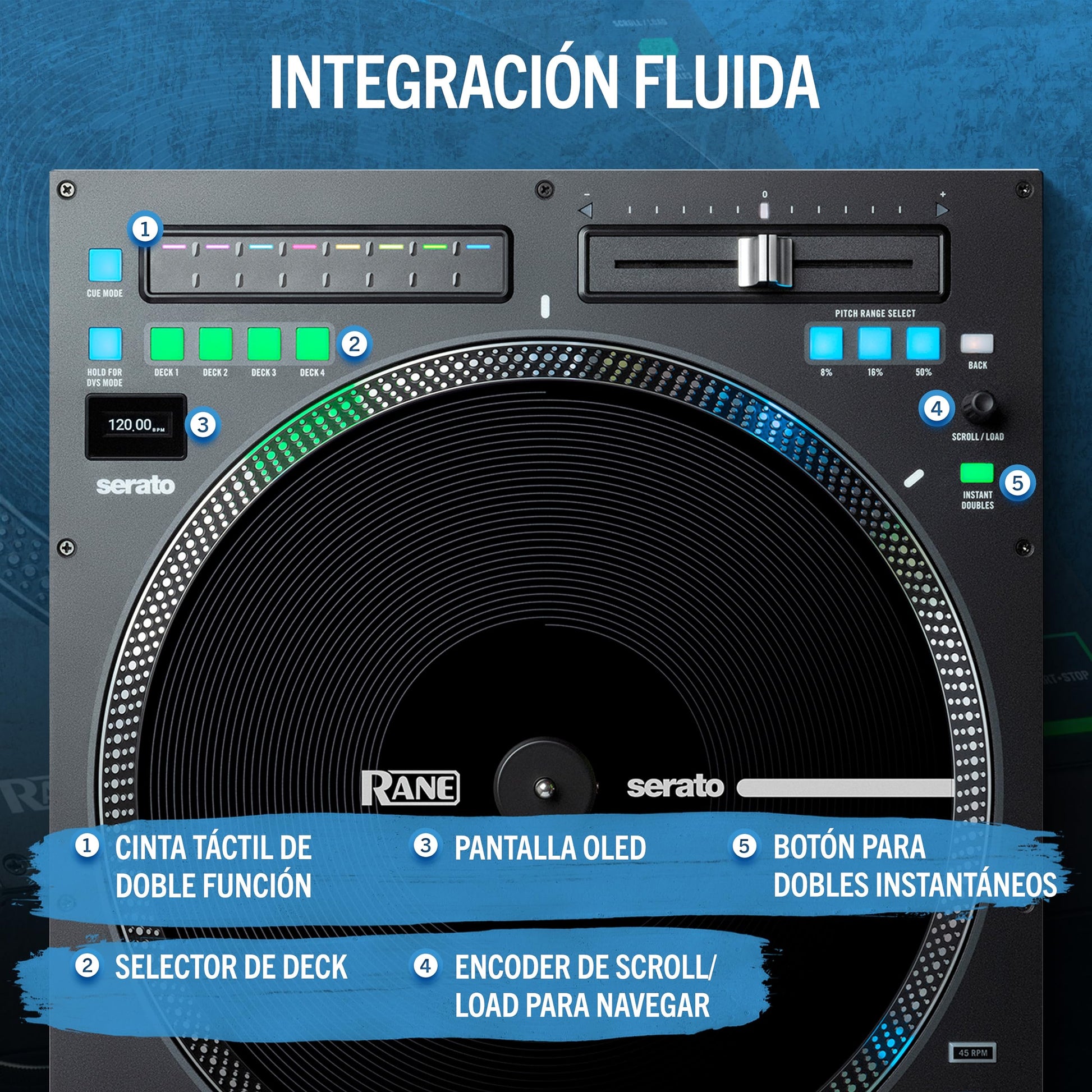 Tocadiscos DJ Rane Twelve MKII Negro con Plato Motorizado y Control USB MIDI para Traktor, Virtual DJ y Serato DJ