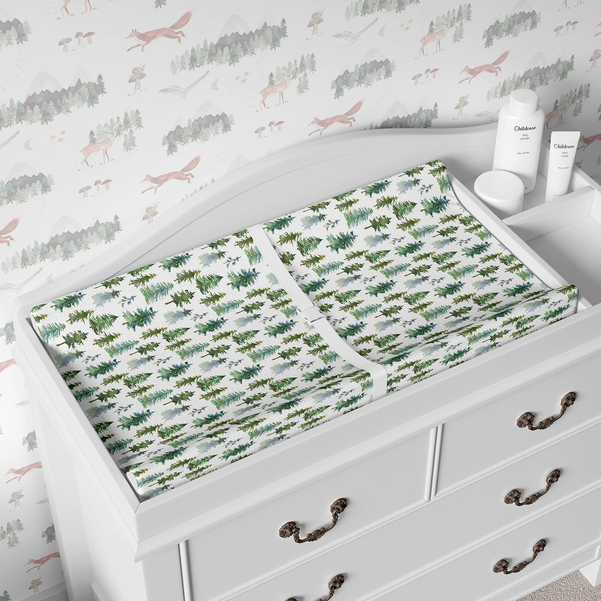 Sorrel + Fern 2-Pack Changing Pad Cover (Woodland Forest Animals) - Buttery Soft Cotton Blend