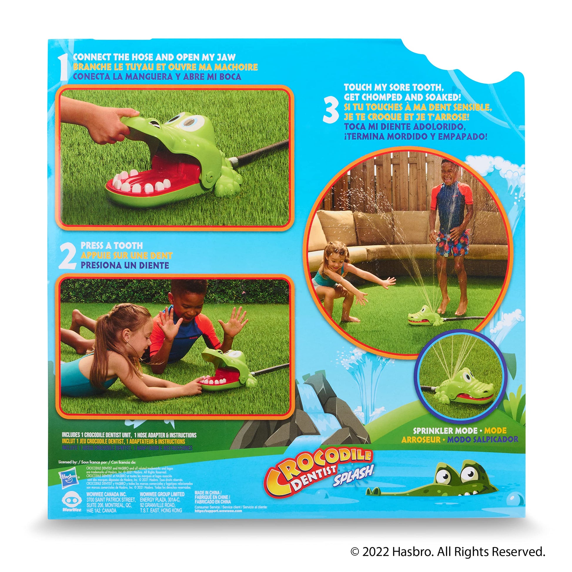 Hasbro Juego de Agua de cocodrilo para Dentista, Juego de Agua para niños, aspersor de Patio Trasero, Juegos al Aire última intervensión para diversión de Verano