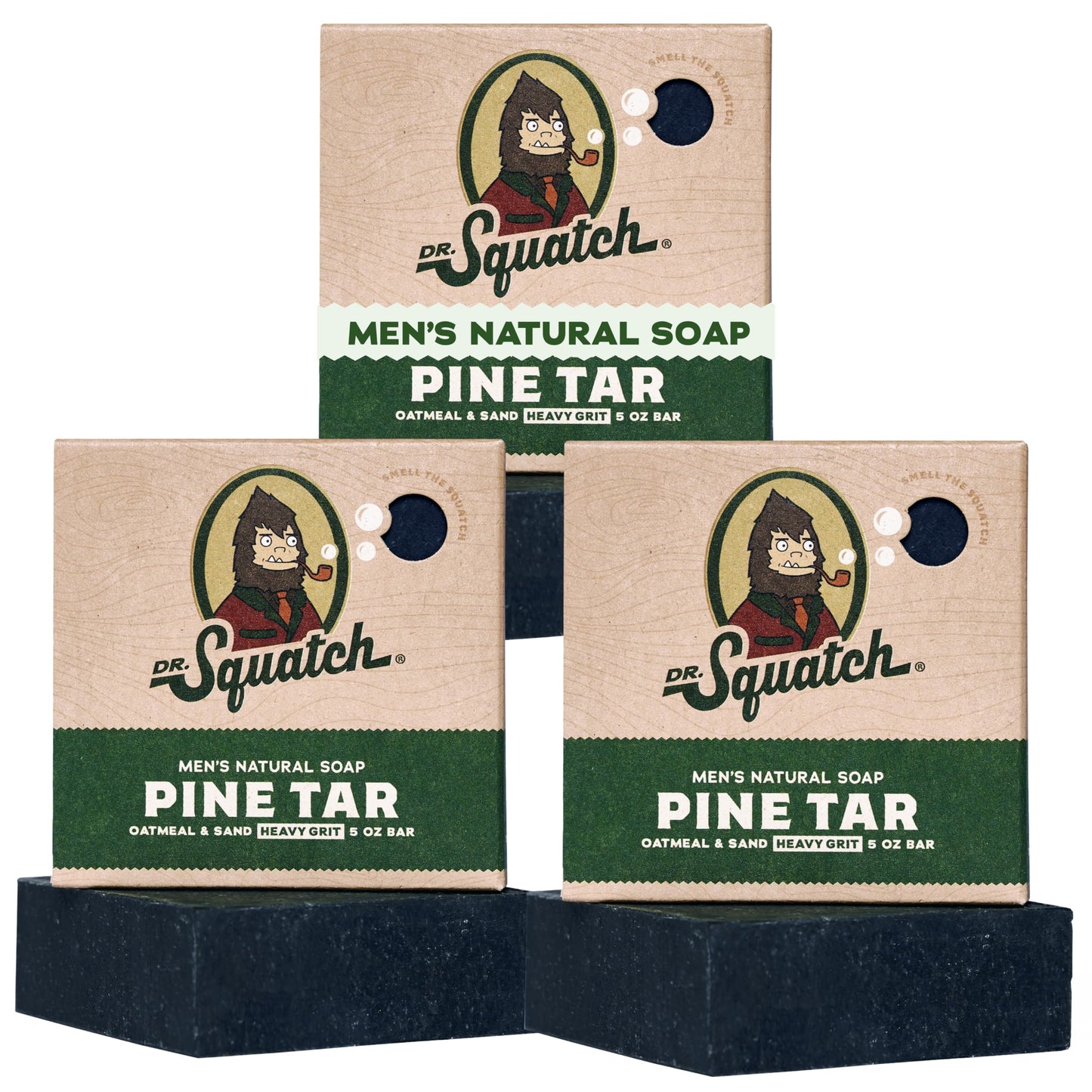 Dr. Squatch Pine Tar Soap 3-pack Bundle Ãƒ¢Ãƒ'Ãƒ'â'¬Ãƒ'Ãƒ'ââ‚¬Å“ Mens Bar with Natural Woodsy Scent and Skin Exfoliating Scrub Ãƒ¢Ãƒ'Ãƒ'â'¬Ãƒ'Ãƒ'ââ‚¬Å“ Handmade with Pine, Hemp, Olive Organic Oils in USA (3 Bar Set)