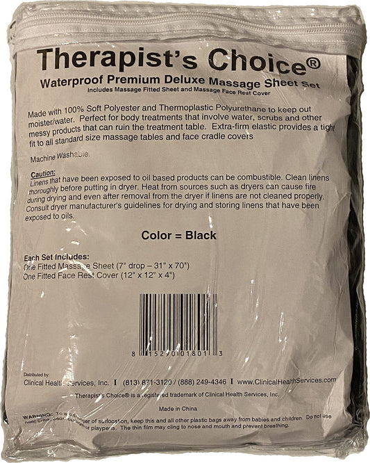 Juego de Sábanas de Masaje Therapist's Choice Negro Impermeables Lavable a Máquina