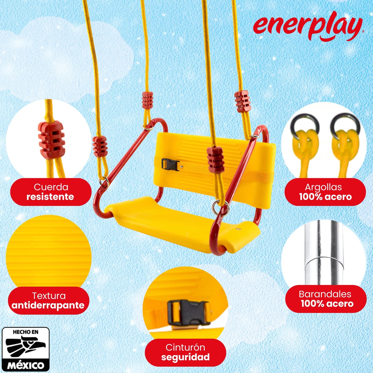 Asiento Columpio ENERPLAY Verde Canastilla para Niños