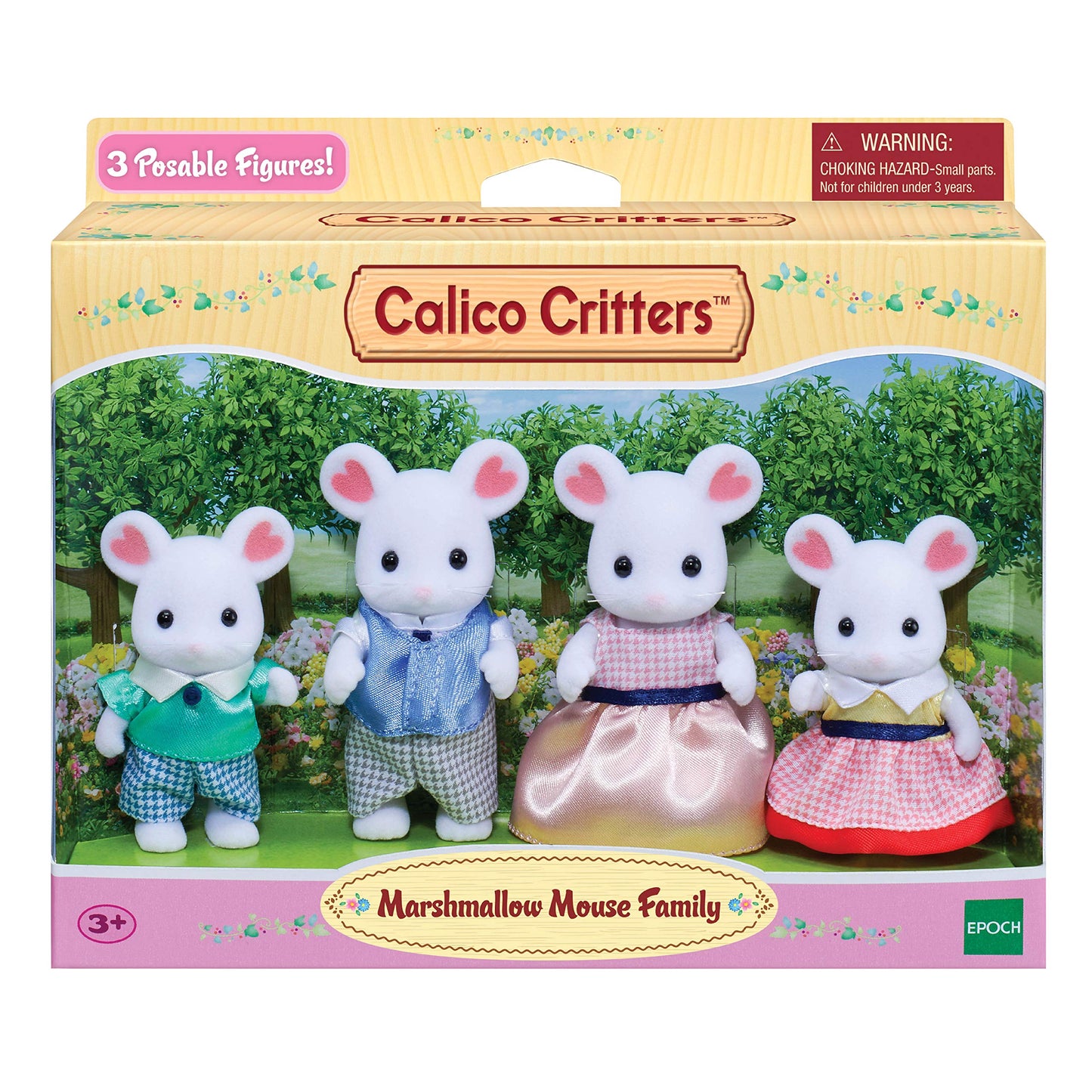 Calico Critters, Marshmallow Mouse Family, muñecas, Cifras de casa de muñecas, Juguetes coleccionables, 3 Pulgadas