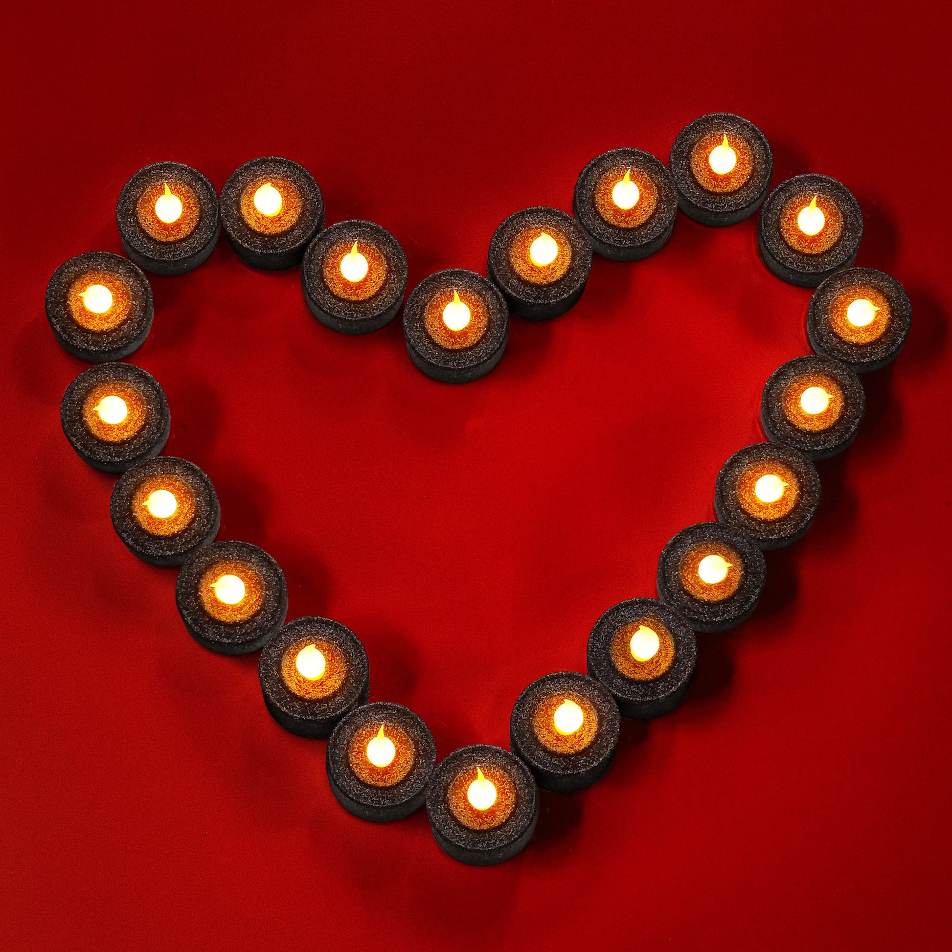 FURORA LIGHTING - Velas LED con purpurina negra, paquete de 12, velas parpadeantes sin llama para decoración del hogar, 1.5 pulgadas de ancho x 1.65 pulgadas de alto, funciona con pilas