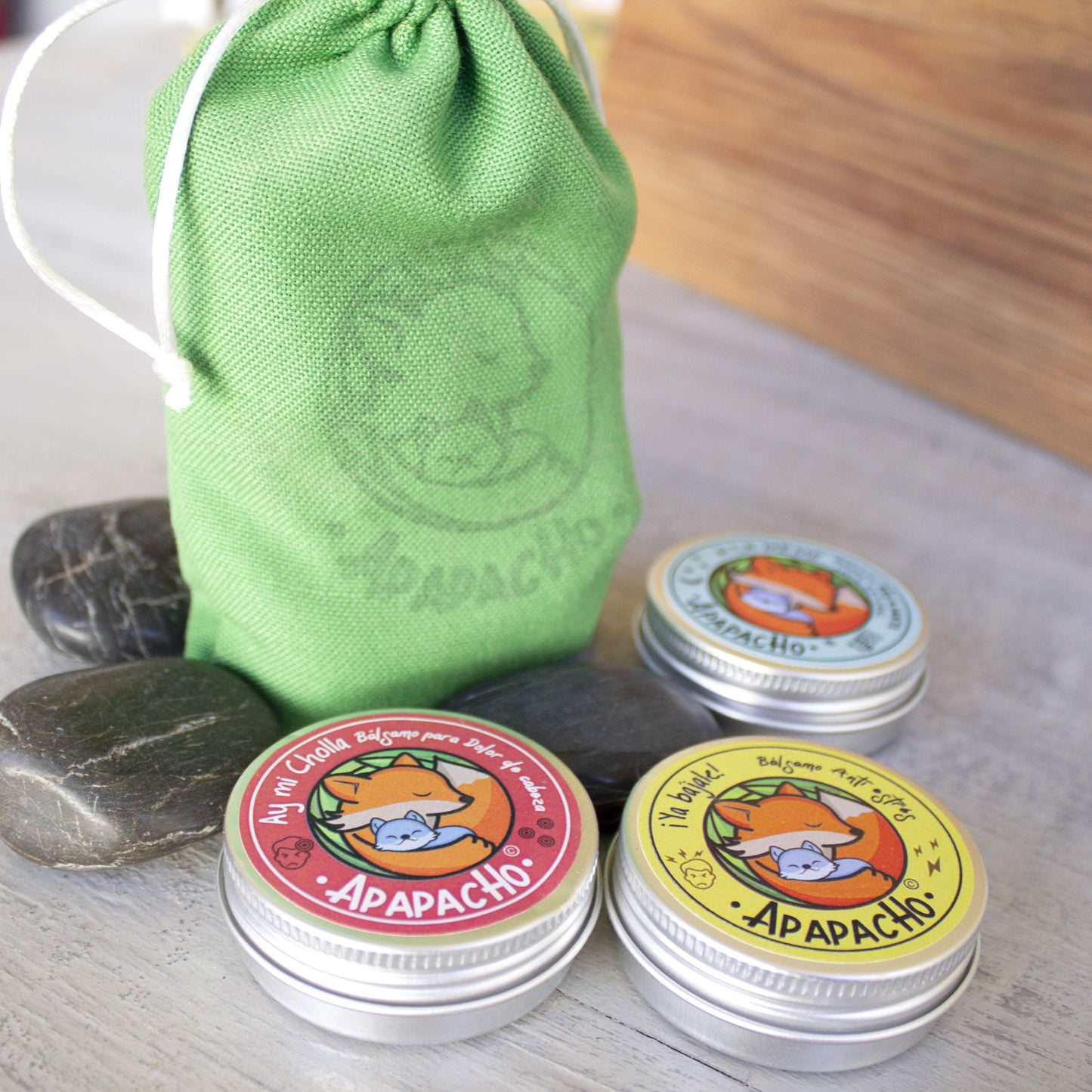 Kit de Bálsamos Apapacho 30g Felicidad, paquete de 3