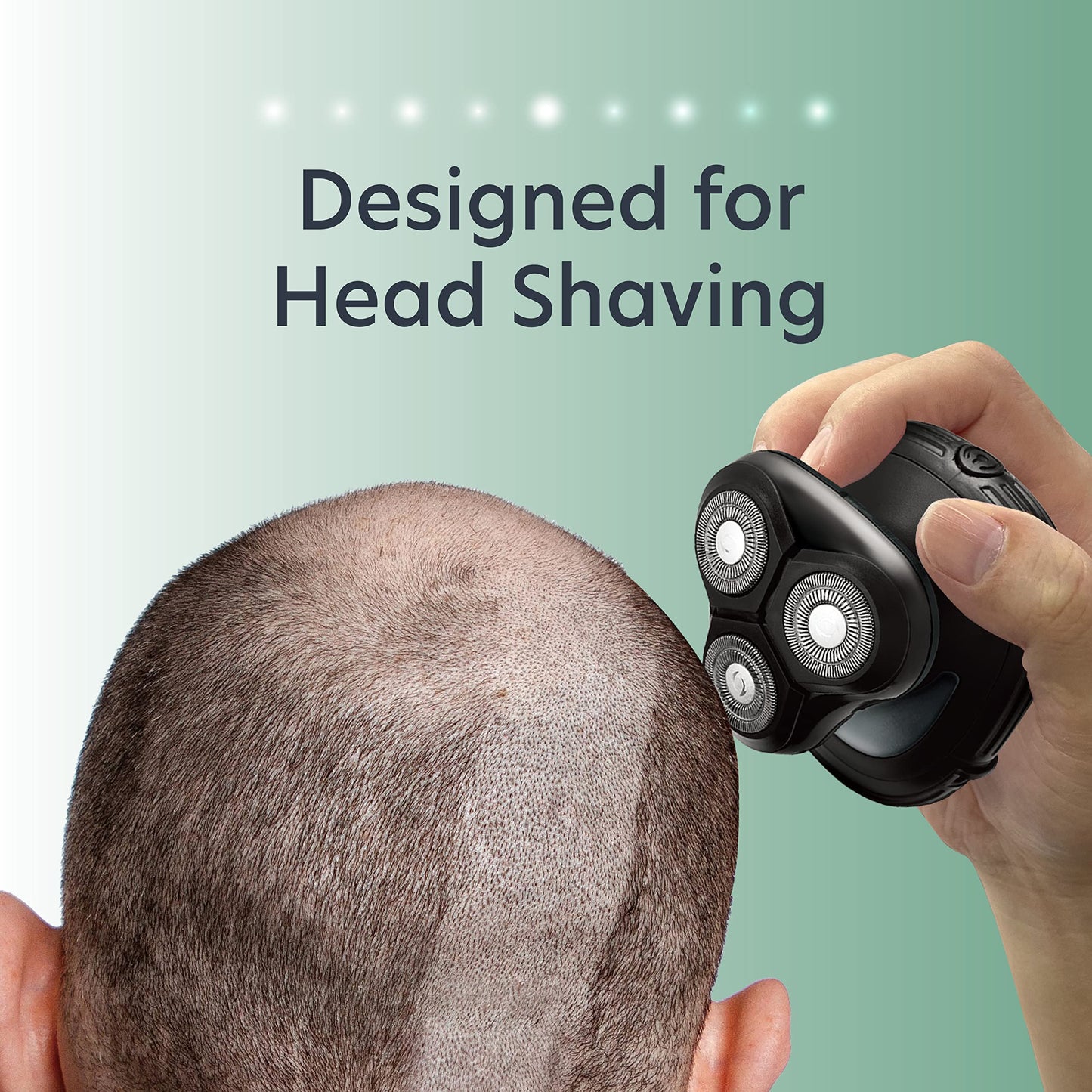 CHARGEWORX Groom Essentials 3D Rotary Face y Head Shaver para Hombres, Luz Led | Afeitadoras Eléctricas Compactas A Batería, Inalámbricas para Hombres, 3 Cabezas Flotantes - Maquinilla de Afeitar Eléc