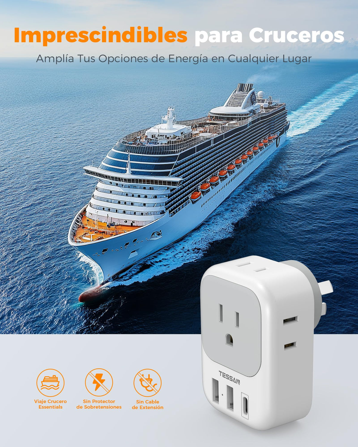 Adaptador de Corriente TESSAN Argentina Australiano Viaje
