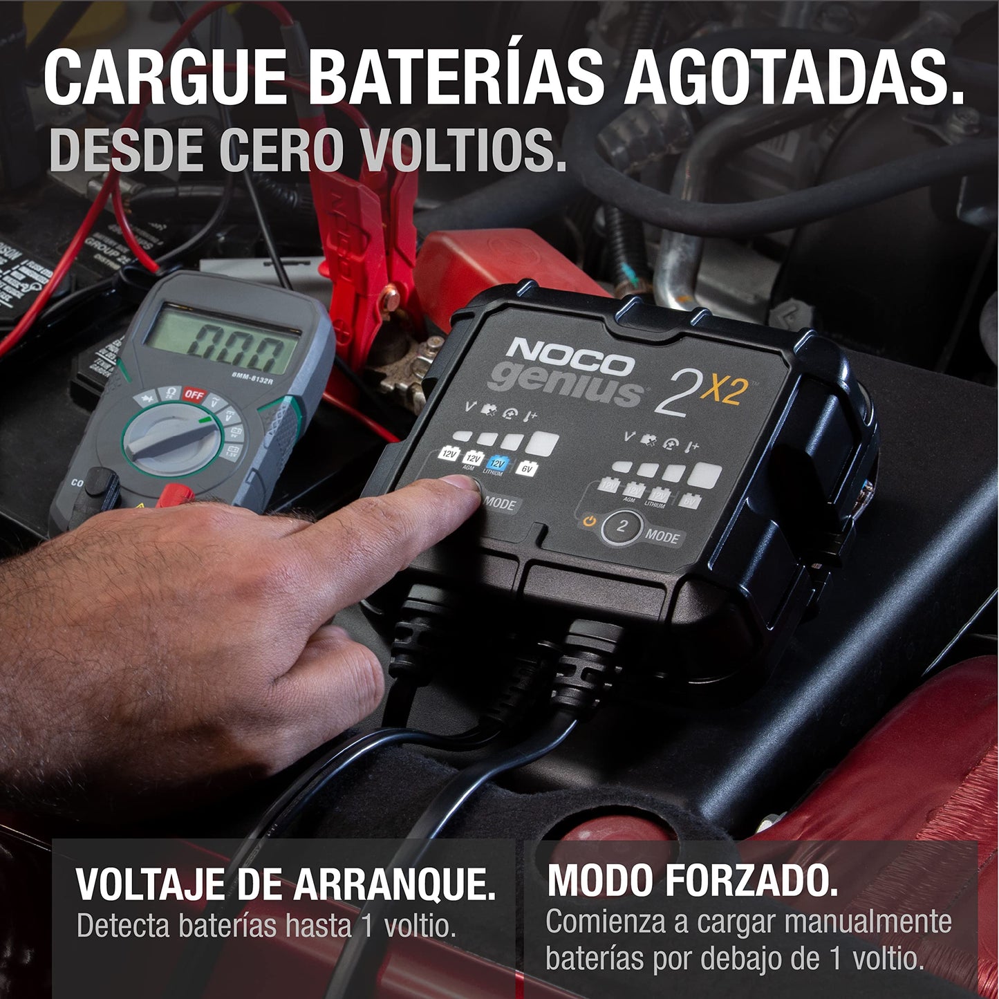 NOCO GENIUS2X2: Cargador Inteligente 6V/12V 4A de 2 Bancos (2A por Banco) – Mantenedor automático, Cargador Lento y desulfatador con protección contra sobrecarga – para baterías de Plomo y Litio