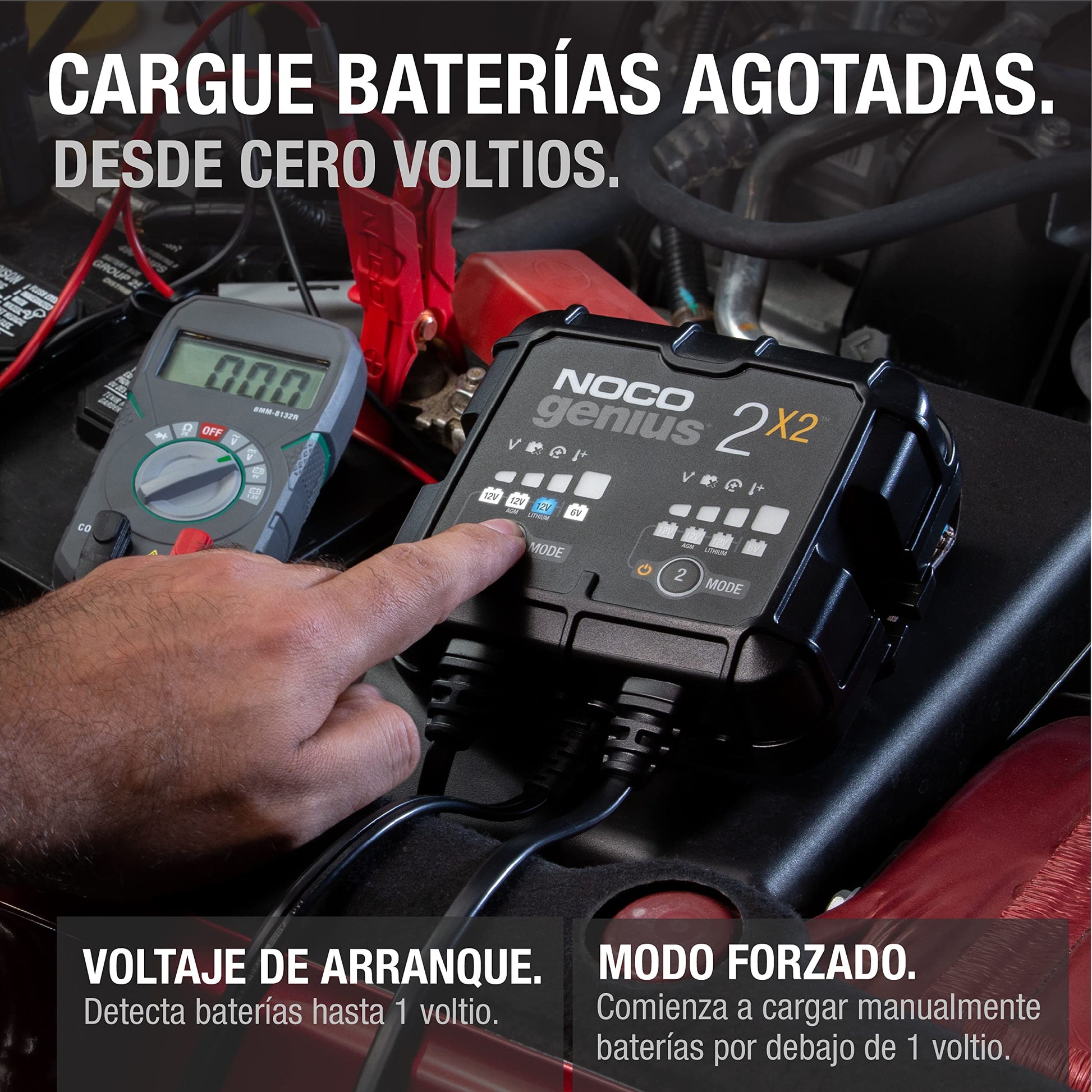 NOCO GENIUS2X2: Cargador Inteligente 6V/12V 4A de 2 Bancos (2A por Banco) – Mantenedor automático, Cargador Lento y desulfatador con protección contra sobrecarga – para baterías de Plomo y Litio